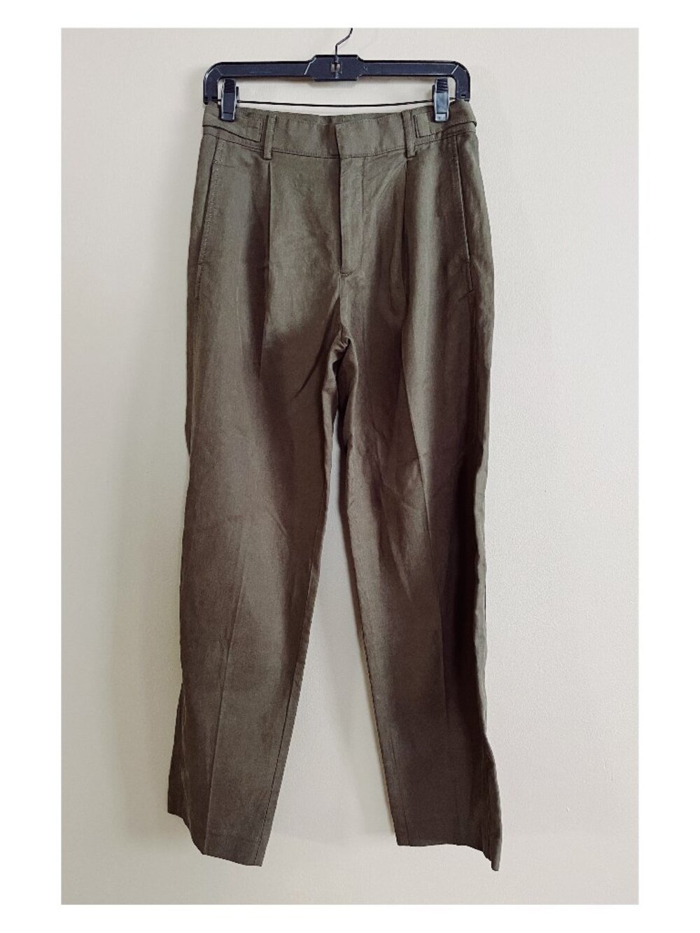 NWT Madewell Sz 0 Olive Green Barrel Leg Trouser Pant Cotton Tencel